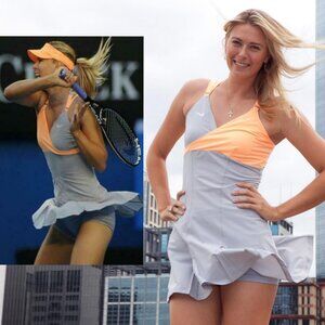 Nwt Nike Maria Sharapova Tennis Dress w/ Bra Pleated Skirt Gray M Medium